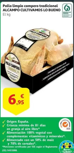 Oferta de Alcampo - Pollo Limpio Campero Tradicional por 6,95€ en Alcampo