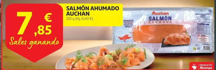 Oferta de Auchan - Salmon Ahumado por 7,85€ en Alcampo