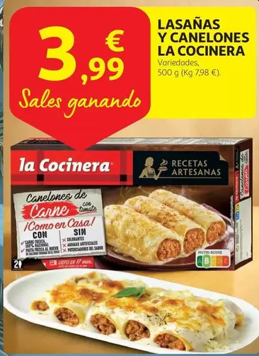 Oferta de La Cocinera - Lasañas Y Canelones por 3,99€ en Alcampo