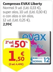 Oferta de Evax - Compresas Liberty por 2,99€ en Alcampo