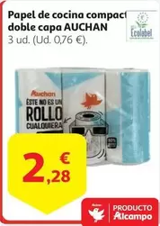 Oferta de Auchan - Papel De Cocina Compaci Doble Capa por 2,28€ en Alcampo