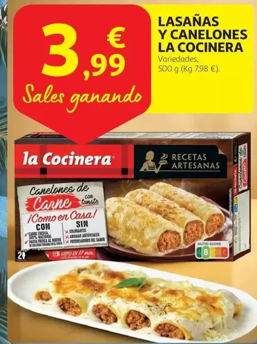 Oferta de La Cocinera - Lasañas Y Canelones por 3,99€ en Alcampo