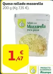 Oferta de Alcampo - Queso Rallado Mozarella por 1,47€ en Alcampo