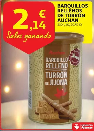 Oferta de Auchan - Barquillos Rellenos De Turron por 2,14€ en Alcampo