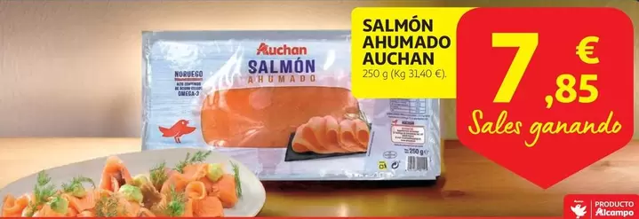 Oferta de Auchan - Salmon Ahumado por 7,85€ en Alcampo