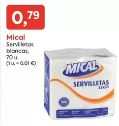 Oferta de Mical - Servilletas Blancas por 0,79€ en Suma Supermercados