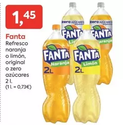 Oferta de Fanta - Refresco Naranja O Limón, Original O Zero Azucares por 1,45€ en Suma Supermercados