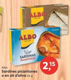 Oferta de Albo - Sardines Picantones O En Oli D'Oliva por 2,15€ en Suma Supermercados