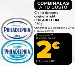 Oferta de Philadelphia - Crema De Queso Original O Light por 2,49€ en Supeco