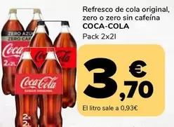 Oferta de Coca-Cola - Refresco De Cola Original, Zero O Zero Sin Cafeina por 3,7€ en Supeco