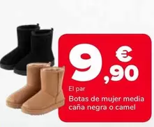 Oferta de Botas De Mujer Media Cana Negra O Camel por 9,9€ en Supeco