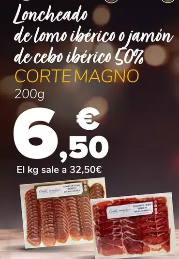 Oferta de Corte Mango - Loncheado De Lomo Iberico O Jamon De Cebo Iberico 50% por 6,5€ en Supeco