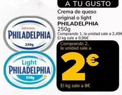 Oferta de Philadelphia - Crema De Queso Original O Light por 2,49€ en Supeco