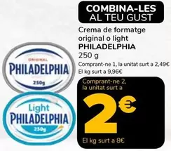 Oferta de Philadelphia - Crema De Formatge Original O Light por 2,49€ en Supeco