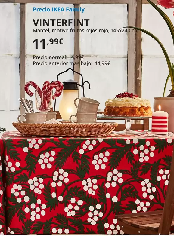 Oferta de Vinterfint - Mantel, Motivo Frutos Rojos Rojo por 11,99€ en IKEA