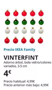 Oferta de Vinterfint - Adorno Arbol, Bola Vidrio/Colores Variados por 4€ en IKEA