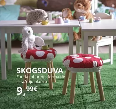 Oferta de Skogsduva - Funda Taburete, Forma De Seta/Rojo Blanco por 9,99€ en IKEA