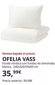 Oferta de Ofelia Vass - Funda Nordica Con Fundas De Almohada Blanco por 35,99€ en IKEA