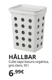 Oferta de Hallbar - Cubo Tapa Basura Organica Gris Claro por 6,99€ en IKEA