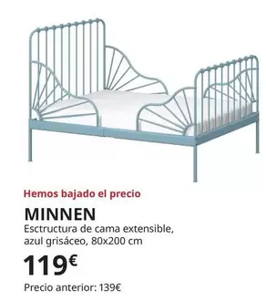 Oferta de Minnen - Esctructura De Cama Extensible, Azul Grisaceo por 119€ en IKEA