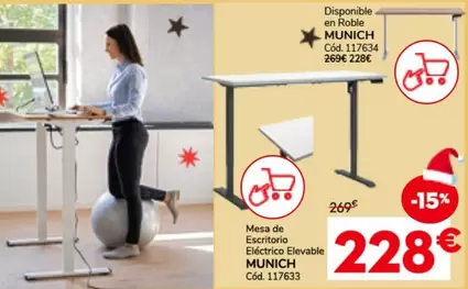 Oferta de Munich -  Mesa De Escritorio Eléctrico Elevable por 228€ en Conforama