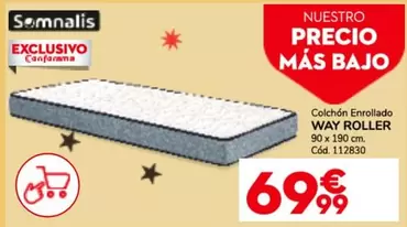 Oferta de Somnalis - Colchón Enrollado por 69,99€ en Conforama