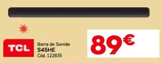 Oferta de TCL - Barra De Sonido S45he por 89€ en Conforama