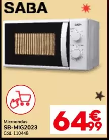 Oferta de Saba - Microondas Sb-mig2023 por 64,99€ en Conforama