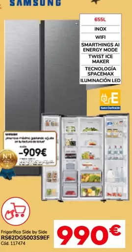 Oferta de Sam - Frigorífico Side By Side RS620DG03S9EF por 990€ en Conforama