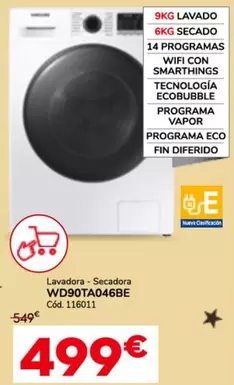 Oferta de Wifi - Lavadora-secadora Wd90ta046be por 499€ en Conforama