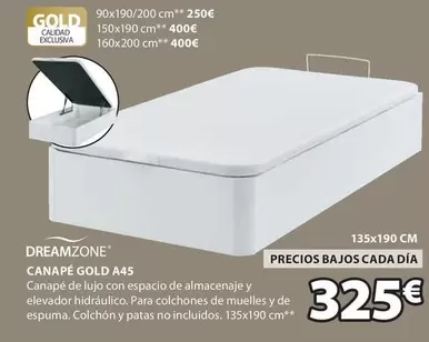 Oferta de Dreamzone - Canapé Gold A45 por 325€ en JYSK