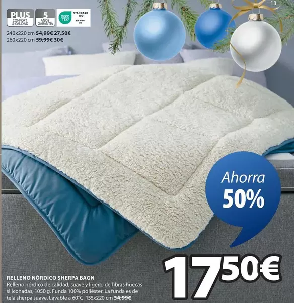 Oferta de Confort - Relleno Nórdico Sherpa Bagn por 17,5€ en JYSK