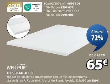 Oferta de Wellpur - Topper Gold T30 por 65€ en JYSK