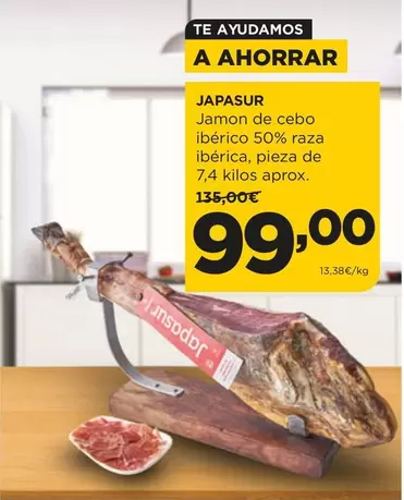 Oferta de Jamón De Cebo Ibérico 50% Raza Ibérica por 99€ en Alimerka