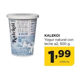 Oferta de Kalekói - Yogur Natural Con Leche por 1,99€ en Alimerka