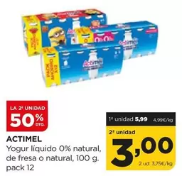 Oferta de Actimel - Yogur Liquido 0% Natural, De Fresa O Natural por 3€ en Alimerka