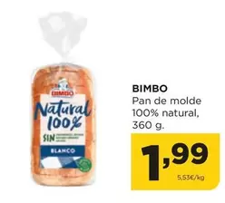 Oferta de Blanco - Pan De Molde 100% Natural por 1,99€ en Alimerka