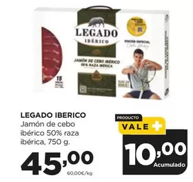 Oferta de Legado Ibérico - Jamon De Cebo Iberico 50% Raza Iberica por 45€ en Alimerka