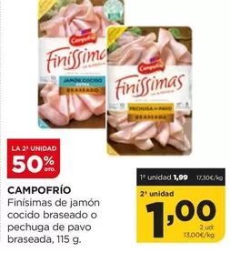 Oferta de Campofrío - Finísimas De Jamon Cocido Braseado O Pechuga De Pavo Braseada por 1,99€ en Alimerka