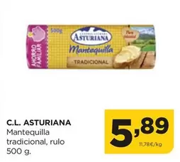 Oferta de Central Lechera Asturiana - Mantequilla Tradicional Rulo por 5,89€ en Alimerka