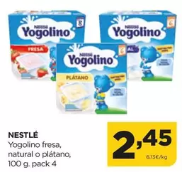 Oferta de Nestlé - Yogolino Fresa Natural O Platano por 2,45€ en Alimerka