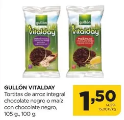 Oferta de Gullón - Tortitas De Arroz Integral Chocolate Negro O Maíz Con Chocolate Negro por 1,5€ en Alimerka