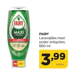 Oferta de Fairy - Lavavajillas Maxi Poder Antigoteo por 3,99€ en Alimerka