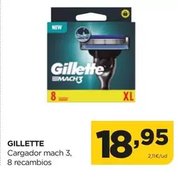 Oferta de Gillette - Cargador Mach 3, 8 Recambios por 18,95€ en Alimerka