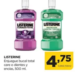 Oferta de Listerine - Enjuague Bucal Total Care O Dientes Y Encias por 4,75€ en Alimerka