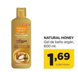 Oferta de Natural Honey - Gel De Bano Argán por 1,69€ en Alimerka