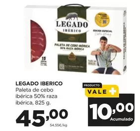 Oferta de Legado Ibérico - Paleta De Cebo Iberica 50% Raza Iberica por 45€ en Alimerka