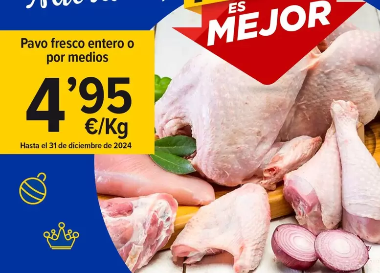 Oferta de Pavo Fresco Entero O Por Medios por 4,95€ en Cash Fresh