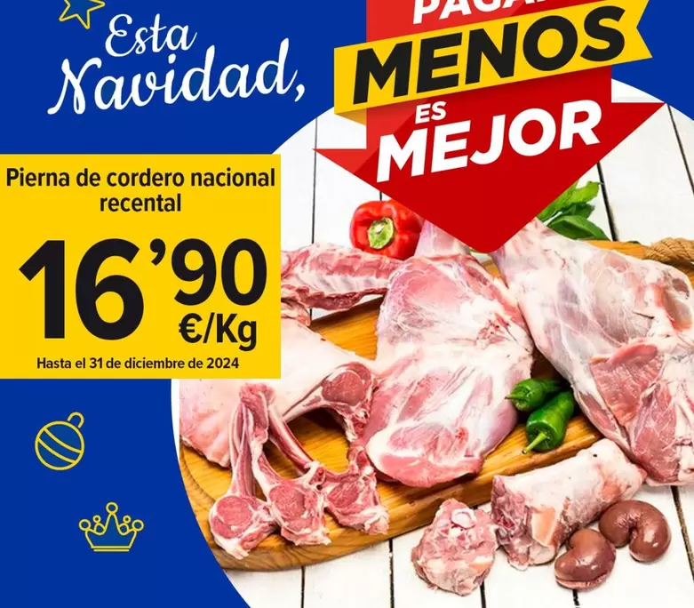 Oferta de Pierna De Cordero Nacional Recental por 16,9€ en Cash Fresh