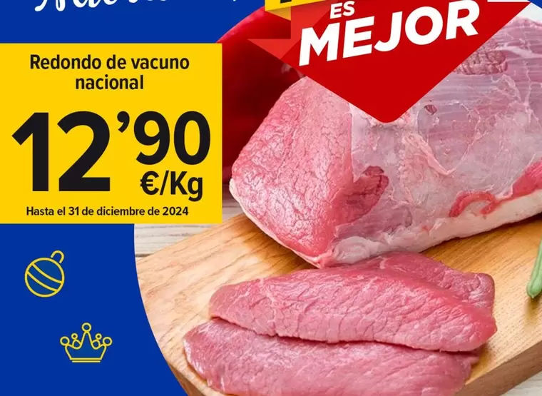 Oferta de Redondo De Vacuno Nacional por 12,9€ en Cash Fresh